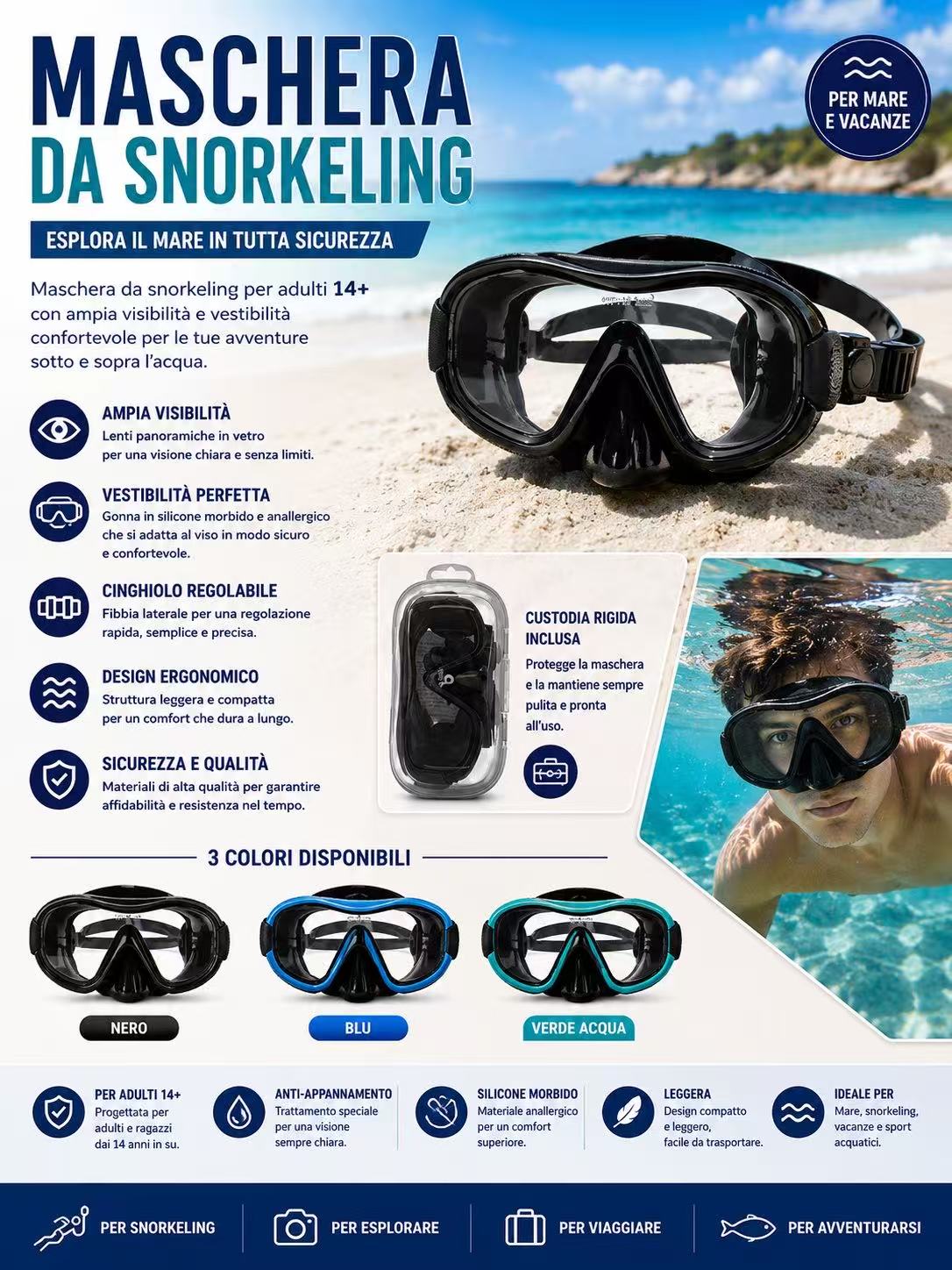 Maschera da snorkeling adulti